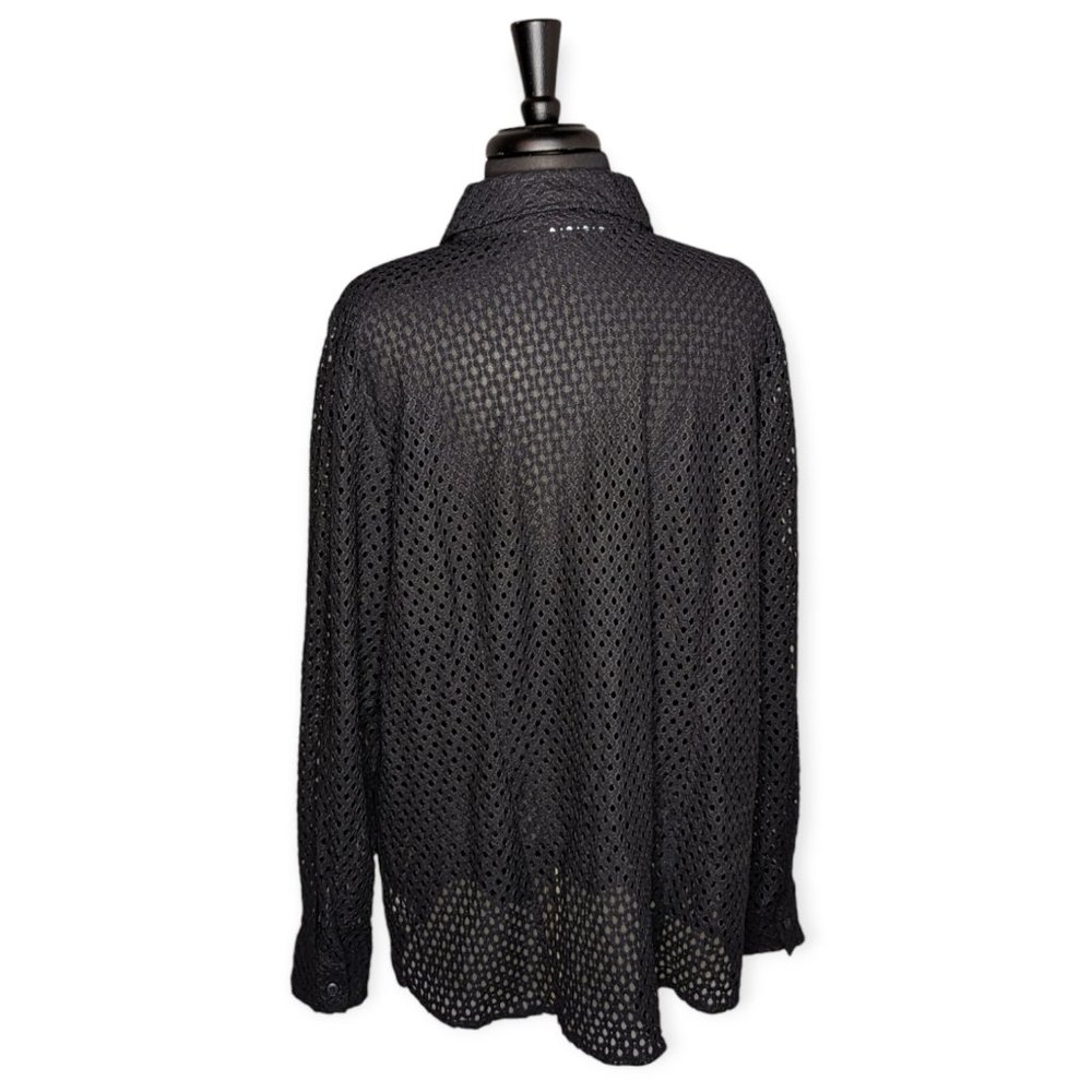Qvc Black Button Front Long Sleeve Top Size Xl — image 7 of 8